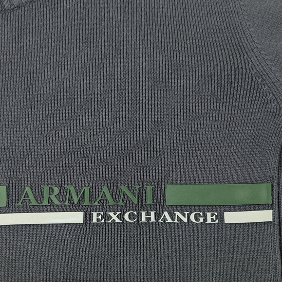 Armani Exchange Men Gray Green Crewneck Sweater Ribbed Sides Casual Size Small - Picture 7 of 10